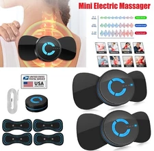 2Pcs Mini Electric Relief Pain EMS Neck Back Massager Cervical Massage Patch US