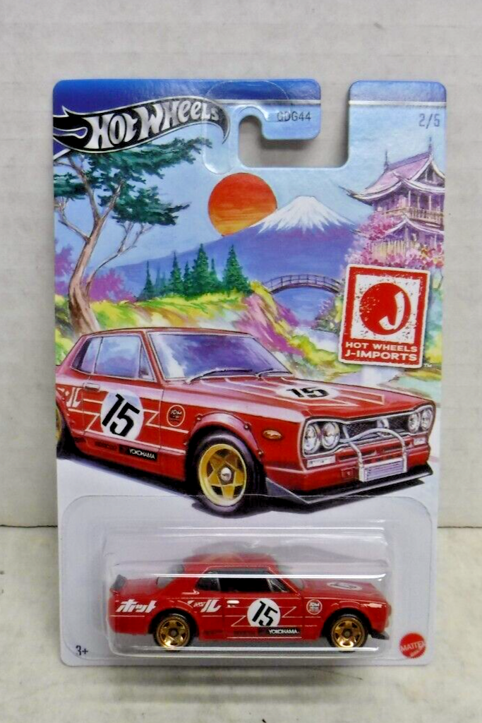 Red 15 Nissan Skyline HT 2000GT-X Hot Wheels J-Imports 2/5 Diecast