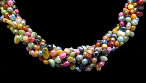 4-5mm Baroque Multicolor Pearl Necklace for Women 3 Strands Combination Set 18'' - Picture 4 of 7