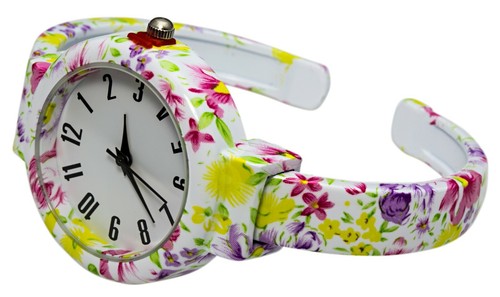 Blekon Collections Analog Quartz Womens 32mm Case Floral Design Cuff Bange Watch - 第 39/60 張圖片
