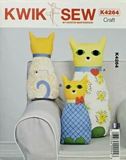 Kwik Sew K4264 Cat Pillows in 2 Sizes, w Pocket for Cell Phones & Remotes UNCUT
