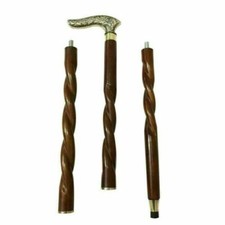 Antique Brass Derby Head Designer Handle Vintage Wooden Walking Stick Cane Gift