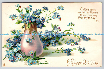 R769839 A Happy Birthday Blue Flowers in the Vase Raphael Tuck and Sons Art seri