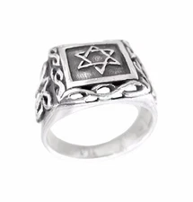 Magen david Judaika Signet men ring with ornament #1449