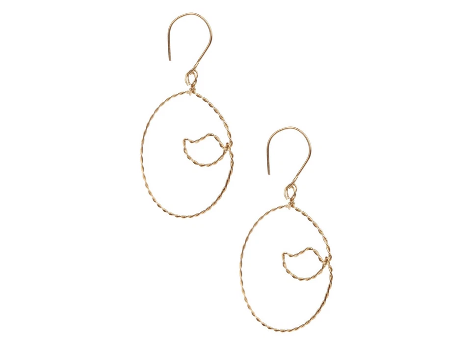 Pendientes de aro de hoja retorcida rellenos de oro de 14K By Boe. O62 Foto 2 de 2