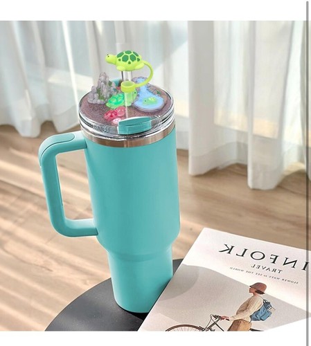Stanley Cup Lid Charms 40oz with Silicone Straw Cover Cap Tortoise - 第 4/6 張圖片