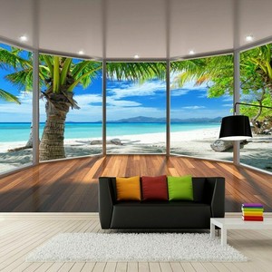 3d Caribbean Beach Sea View Wall Mural Wallpaper Living Room Lounge Bedroom Ebay