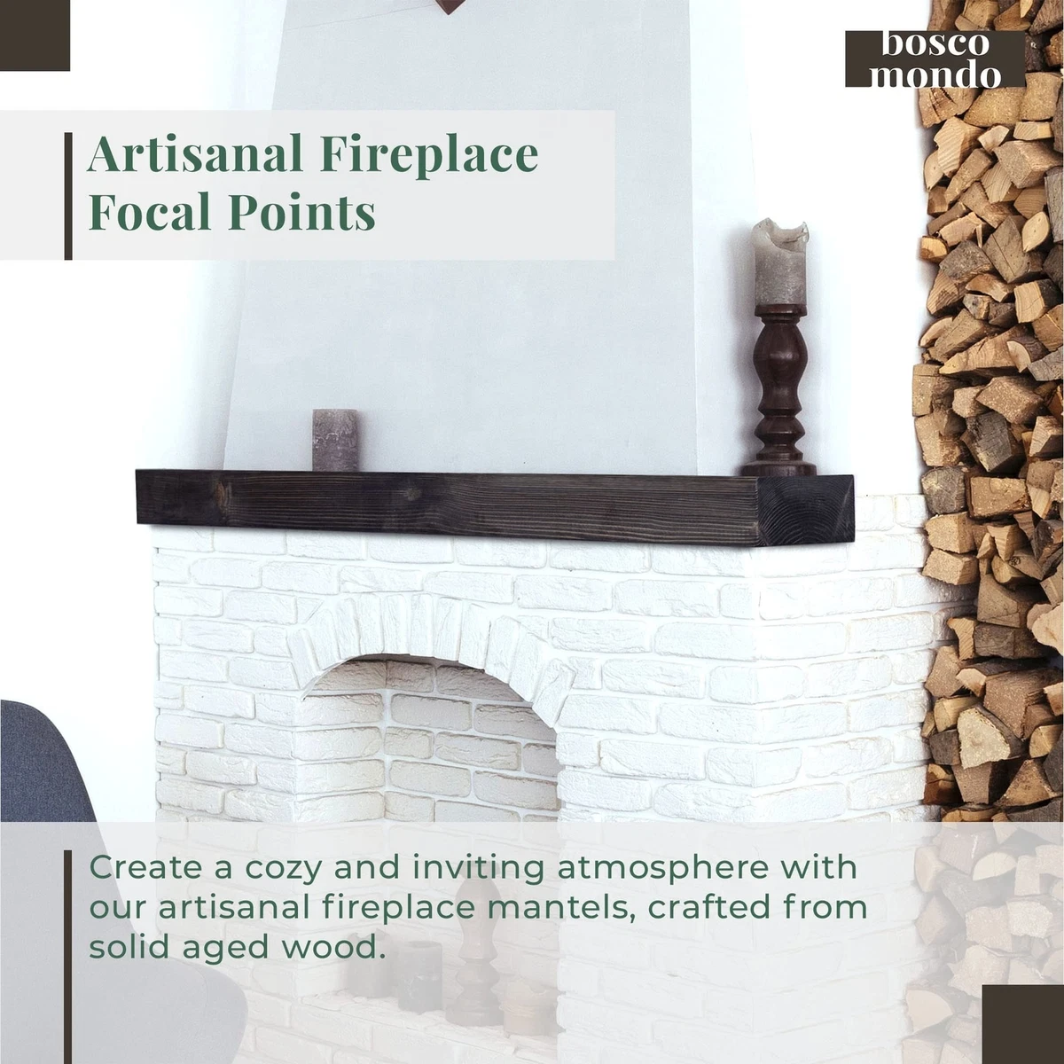 BoscoMondo 54 Inch Fireplace Mantel - Solid Rustic Wood - Wall Mounted  Floati... | eBay