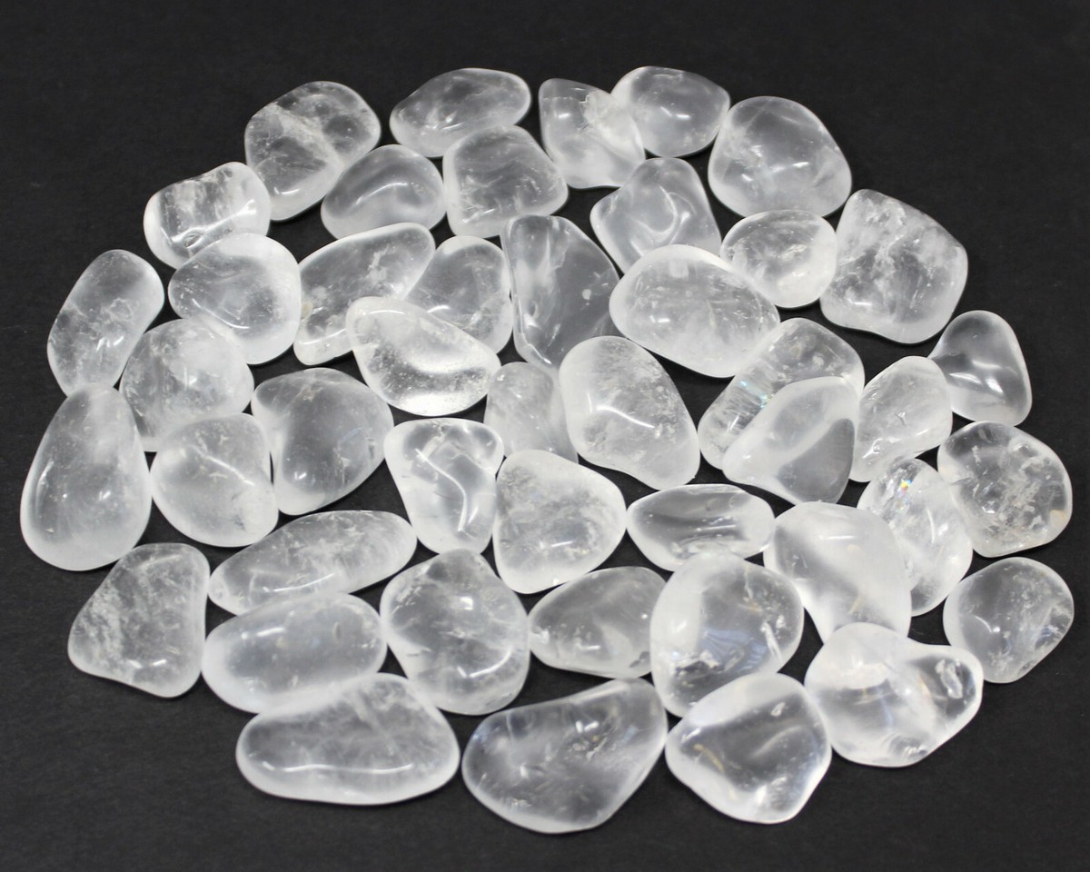 CLEAR QUARTZ Tumbled Stones: oz Lot (Premium Quality 'A' Grade