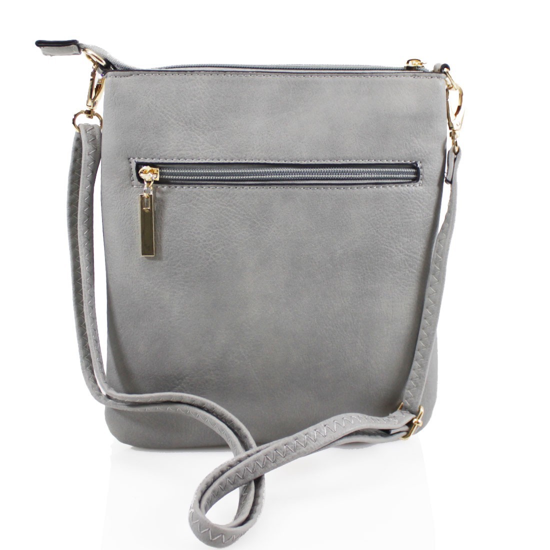 Ladies Double Zip Cross Body Messenger Bag Women Shoulder GIrls