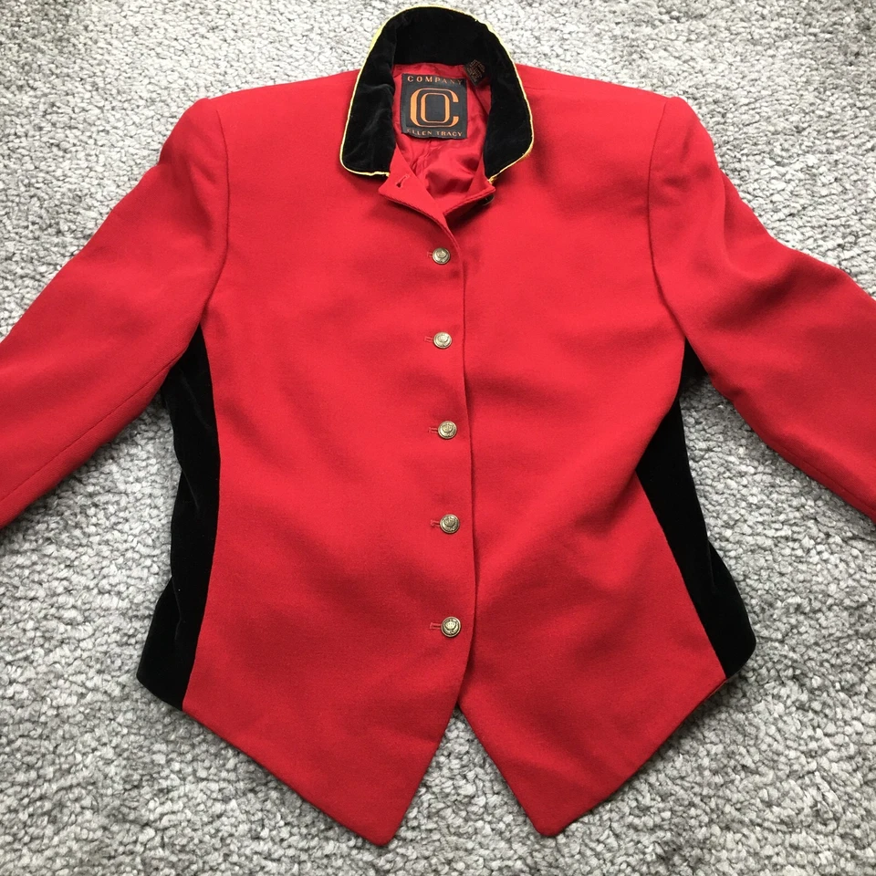 Blazer De Colección Company Ellen Tracy Talla 6 Rojo Negro Dorado Sgt Pepper Militar Nuevo Sin Etiquetas Foto 2 de 4