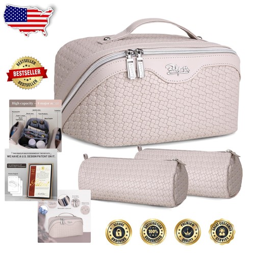 Elegant Large Makeup Organizer with Two Small Bags - Perfect Gift for Women