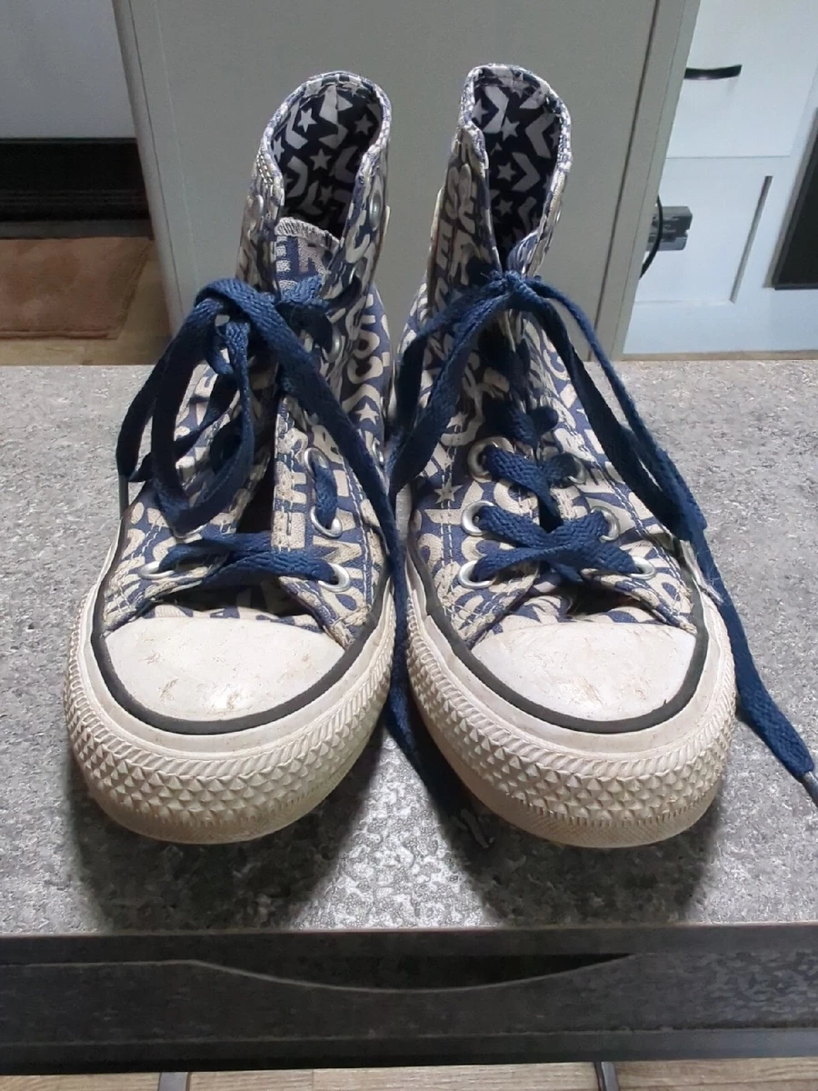 Blue converse with writing Clearance