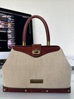 VTG Etienne Aigner Handbag Brown Leather And Beige Canvas