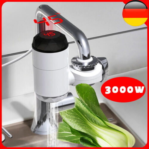 Elektrisch Durchlauferhitzer LED Küche Bad Wasserhahn Sofort Warm Armatur 3000W - Bild 1 von 10