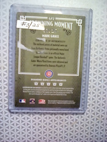 2005 GAME USED 3/25 MARK GRACE Diamond Kings Crowning Moment CUBS #427 AA5 - Picture 2 of 2