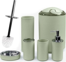 6 Pcs Bathroom Accessories Set Soap Dispenser Toothbrush Holder Soap Dish Green