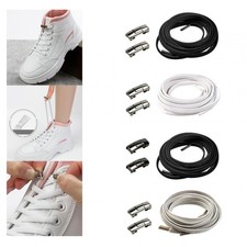 No Need Tie Shoe Laces Adults with Metal Buckles Trainers Replacements Flat