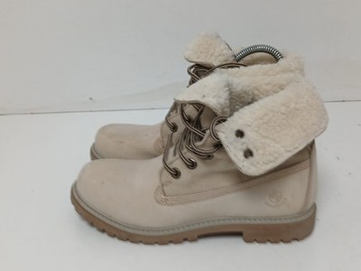 Holzfäller Damen Creme Nubuk Schnürstiefeletten Kunstfell. UK(5)EUR(38)-A187
