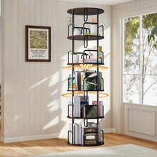 Rotating Bookshelf Tower 5 Tier Spinning Bookcase Revolving 360 Book for Bedroom
