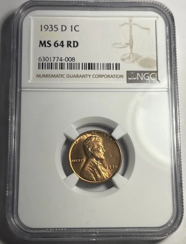 1935-D LINCOLN WHEAT CENT GRADED NGC MS64RD