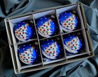 Hand Painted Glass Baubles set of 6 Christmas Tree Decorations 80 mm ornaments.