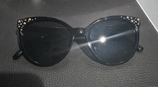 Women's Black Studded Cat Eye Sunglasses 100 UV Protection Plastic Frame