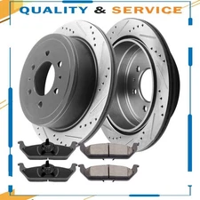 348mm Rear Disc Brake Rotors and Ceramic Brake Pads For Ford F150 6 Lugs