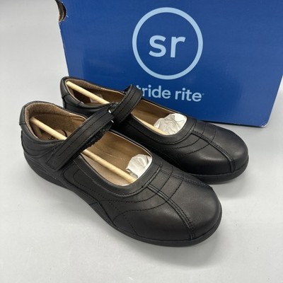 Stride Rite Shoes Girls Youth 4M Claire Mary Jane Black Leather Hook & Loop