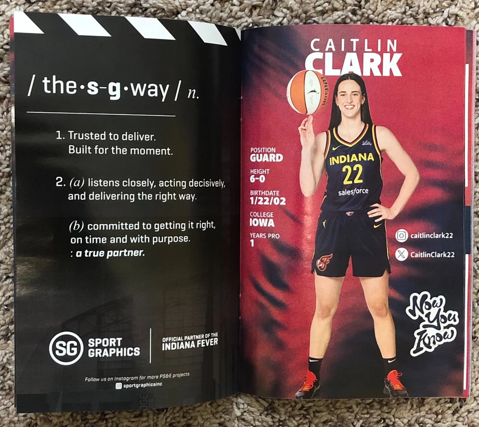 Indiana Fever Program Magazine Lexie Hull, Caitlin Clark, Cunningham, Boston NEW - Image 2 of 4