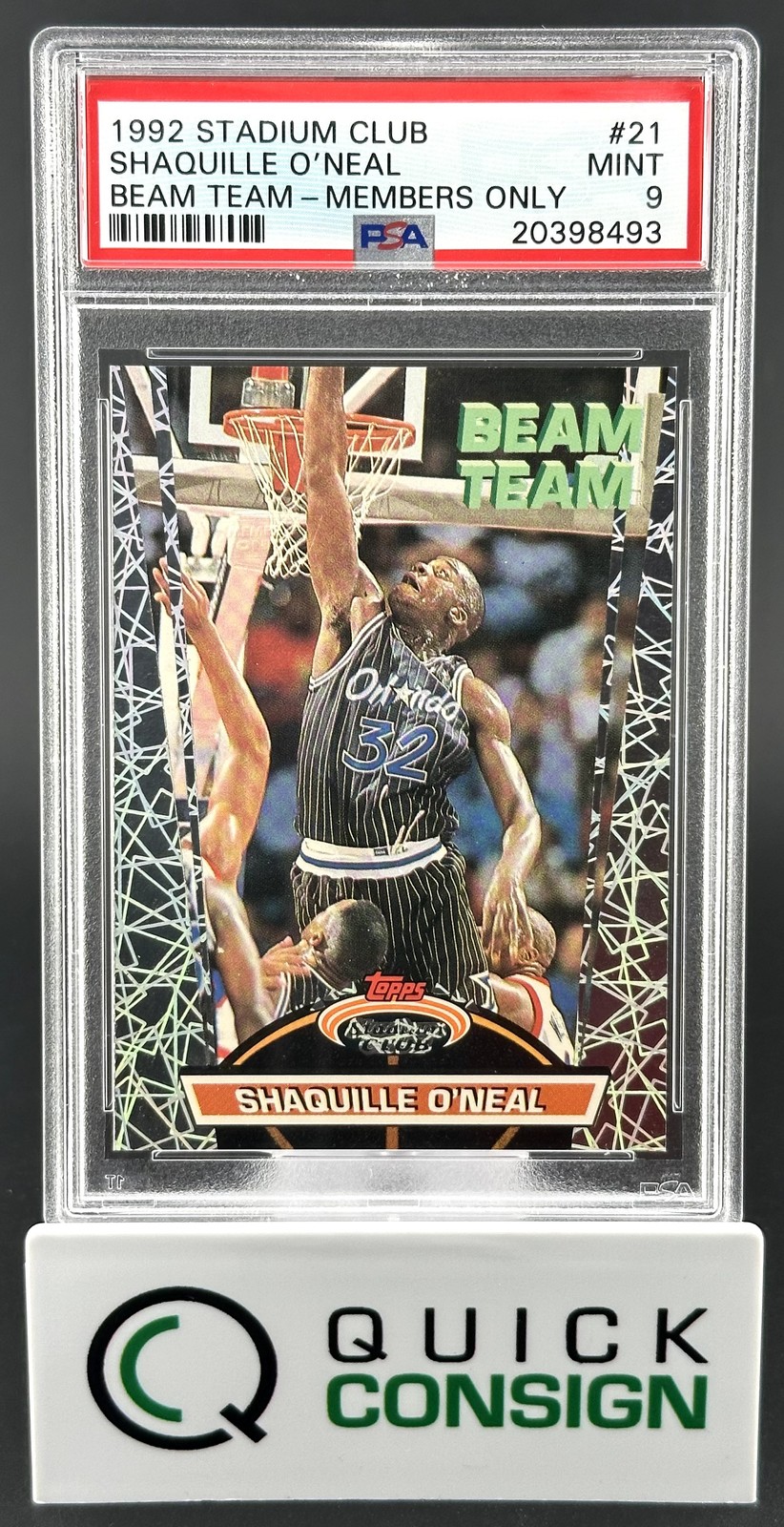 SHAQUILLE O'NEAL 1992-93 STADIUM CLUB BEAM TEAM MEMBERS ONLY RC PSA 9 Q6995