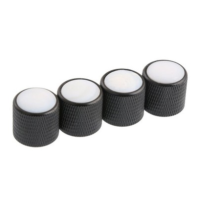 4Pcs Guitar Bass Metal knob Volume Tone Control Knobs White Shell dome Black *wq