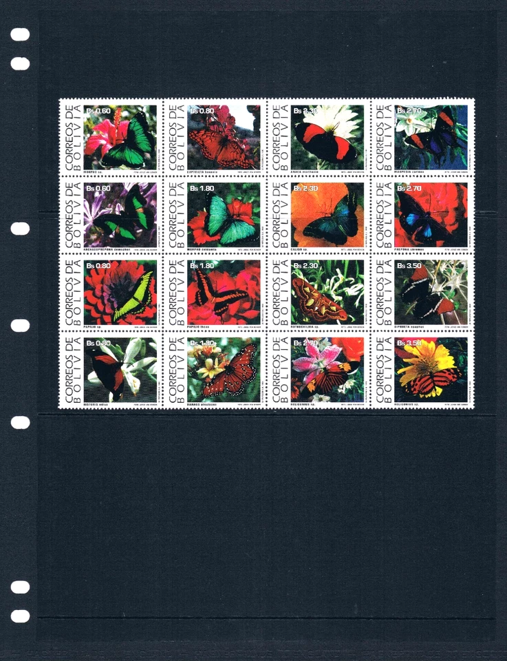 Valor Scott de $71,95 - 1993 Bolivia Butterflies Sudamérica CV MNH NH UMM Foto 2 de 4
