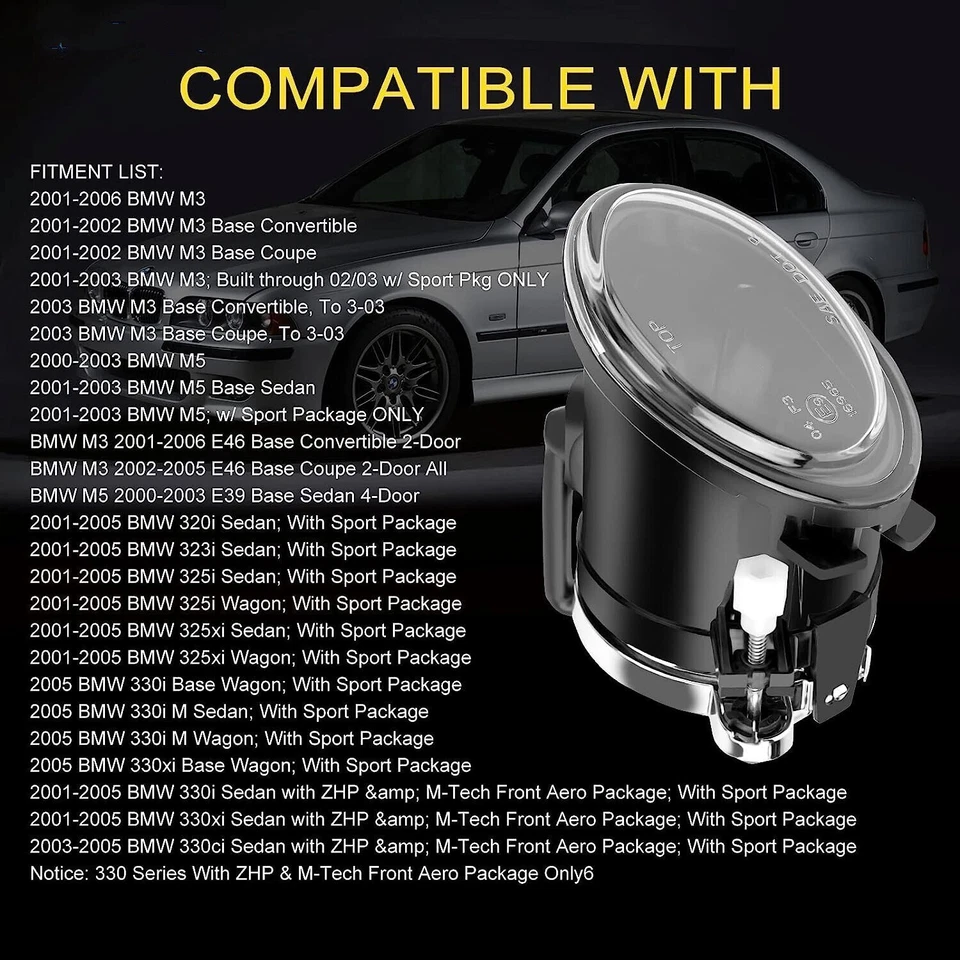 Clear Lens HB4 9006 Bumper Fog Light Replace Assembly Fits 01-05 E46 E39 M3 M5 - Image 3 of 4