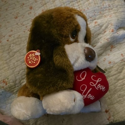 Russ Baxter Plush Dog Stuffed Animal with 'I Love You' Heart, Small, 1997