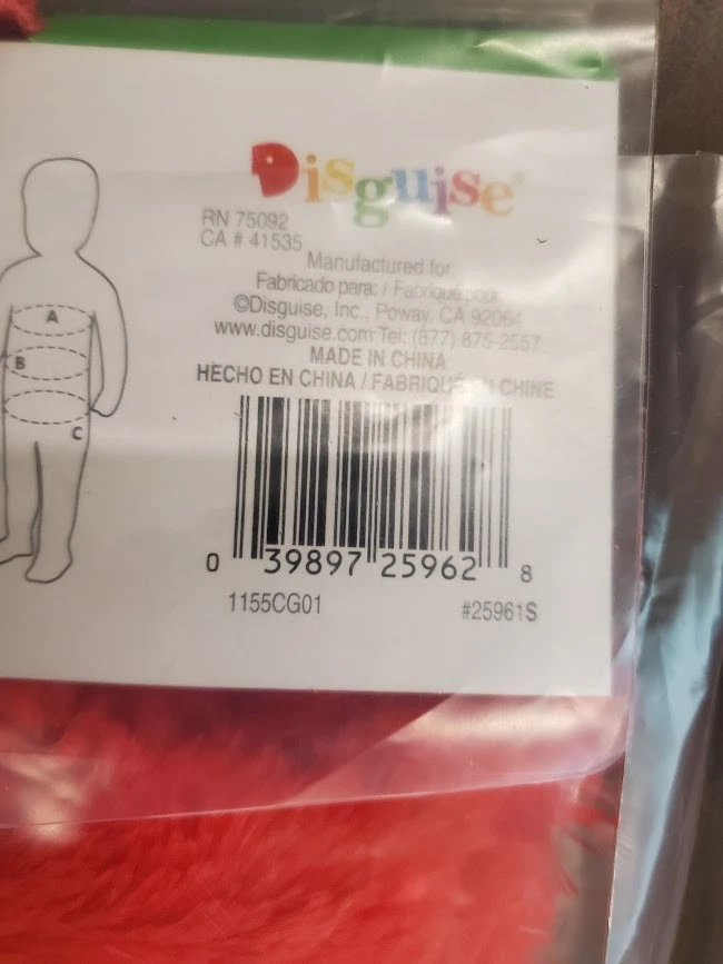 Disfraz de Halloween cómodo de piel de Elmo de Plaza Sésamo con licencia para niños pequeños talla S/P Foto 4 de 4