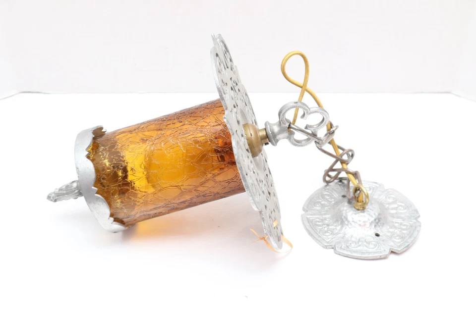 Lámpara colgante vintage Art DECO renacimiento español pedante lámpara ámbar Foto 4 de 4