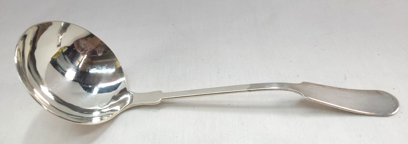 Antique Bailey Banks & Biddle Silver Plate Soup Ladle, Fiddle Pattern 9 Inches