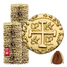 Elegant Gold Pirate Doubloons - 100 Coins for Kids' Treasure Hunts  Decor