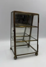 Vintage Brass, Glass & Mirror Small Display Cabinet/Curio 6.75”