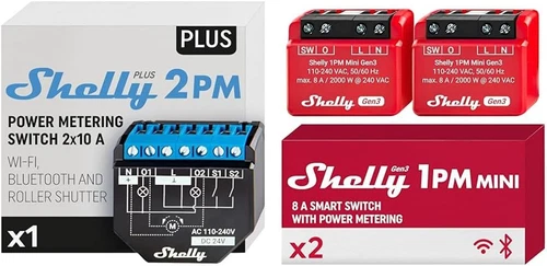 Shelly plus 2PM | Wlan & Bluetooth 2 Kanäle Smart Relais Schalter Mit Leistungsm
