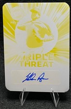2024 Leaf Press Pass Premium NOLAN RYAN Triple Threat Yellow Plate 1/1 Autograph