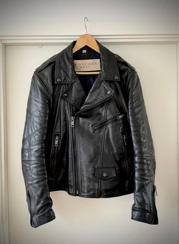 Burberry Leather Biker Jacket. Black on Black. Amazing! - product listing photo