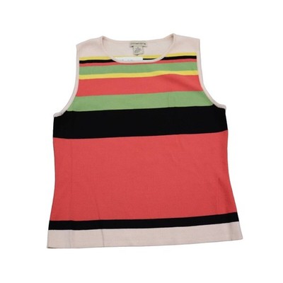 Notations Shirt Womens XL Multicolor Sleeveless Round Neck Knit Stripe Top