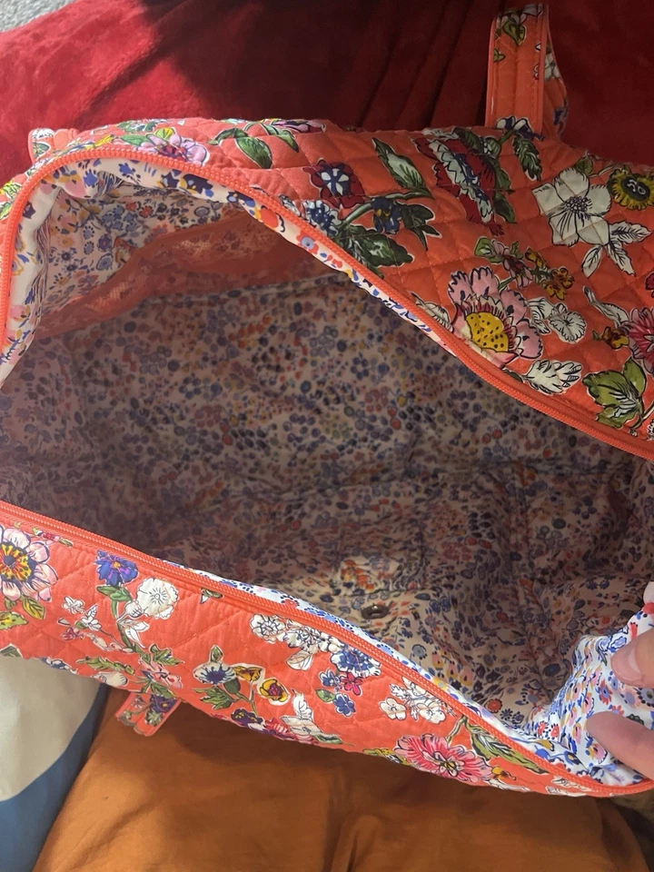 Bolso de Mano Vera Bradley Grande Glenna Coral Floral Rosa Flores Foto 3 de 4