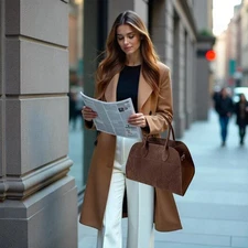 Women's Suede Crossbody Tote  Vintage Quiet Luxury Retro Shoulder Purse Satchel