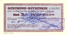 DDR Gutschein 5 Mark 1986 Druck 1980 UNC