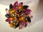 RARE,R.MANDLE,LRG.BROOCH DRAGON's BREATH/EASTER EGG,FUCHSIA,RED,PINK,PRONGS,USA