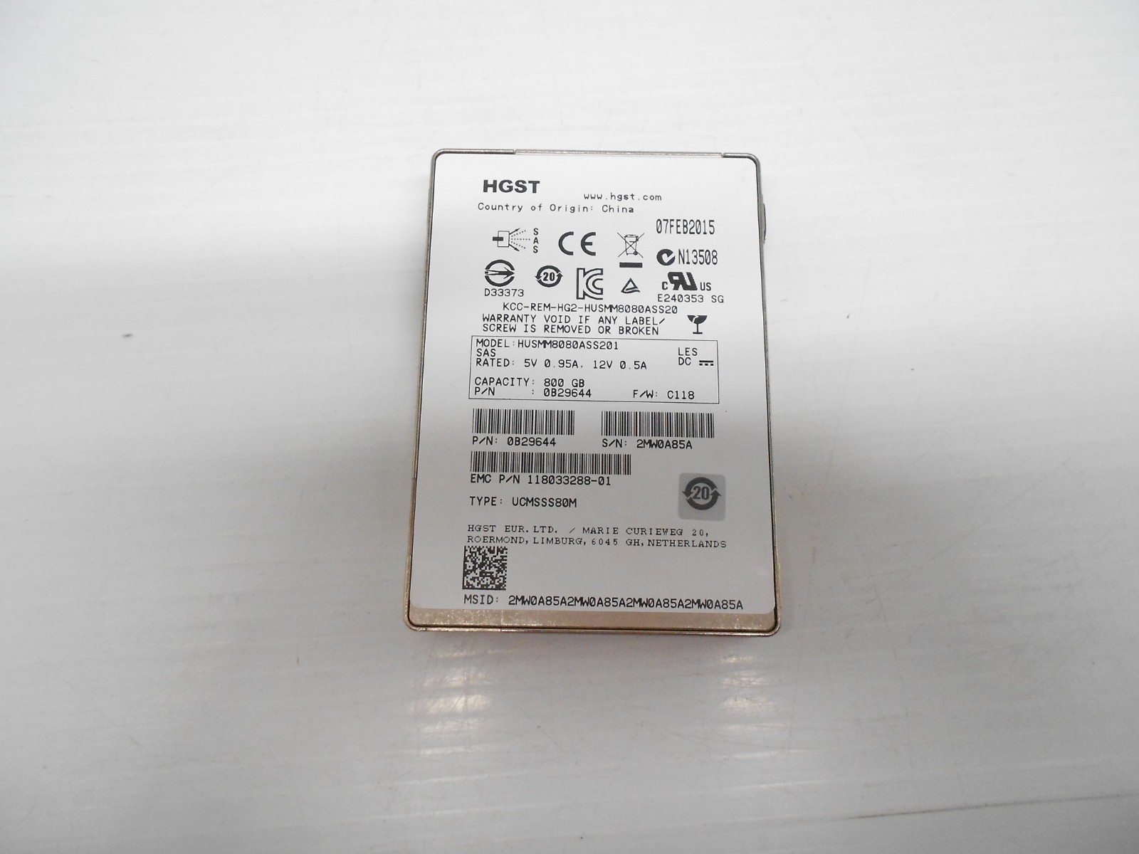 HGST Hitachi 800GB SSD SAS 12Gbps Hard Drive 2.5" HUSMM8080ASS201 Fits ...