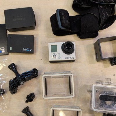 GoPro HERO3 Silver Edition Camera with Accessories and Extra Batteries